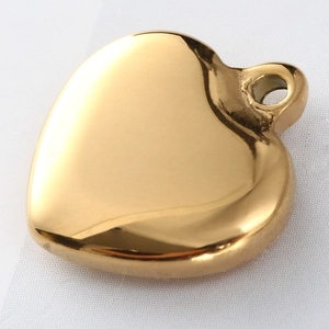 Polished 14mm 3D gold heart pendant made of stainless steel for DIY jewelry making