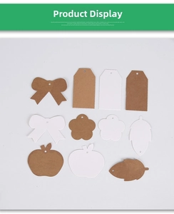 Various DIY kraft paper gift tags in shapes of butterflies and leaves with pre-punched holes