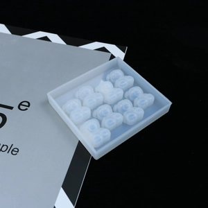 Macro view of a 12-cavity square silicone mold for DIY bear-shaped resin or chocolate crafts