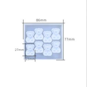 Top view of 8-cavity bear silicone mold with precise dimensions for DIY resin casting