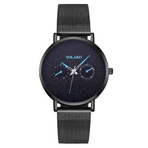 Montre À Quartz Pour Hommes Mode Bracelet En Métal À Mailles Milanaises Cadran Rond Ultra Mince Montre-Bracelet