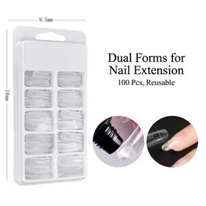 Nail Extension Molds Dual Forms Transparent Plastic Reusable Professional Manicure Tool For Poly Nail Gel Salon Result