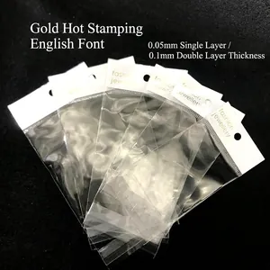 Thickened self-adhesive transparent OPP jewelry bags with white gold-stamped card head
