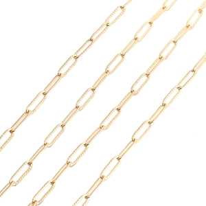 4mm gold textured stainless steel long oval link chain for DIY necklace making