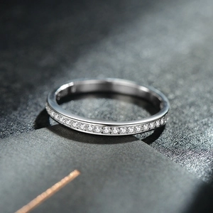 Elegant 925 sterling silver eternity ring with sparkling round cubic zirconia stones