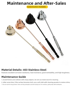 Polished stainless steel bell candle snuffer in gold, rose gold, silver and black