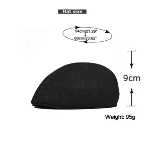 Size chart showing 54-60cm head circumference for the black mesh breathable beret hat