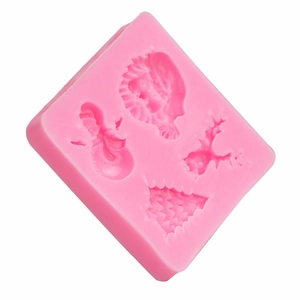 Roze siliconen vorm met sneeuwpop en boom voor fondant en chocolade DIY decoratie