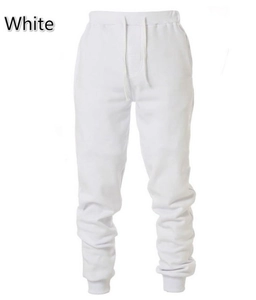Detailed view of elastic waist and drawstring on white men's jogger sweatpants