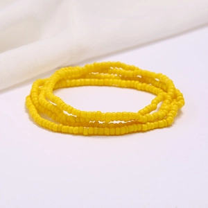Multilayer handmade colorful seed bead waist chain in yellow for summer beach style