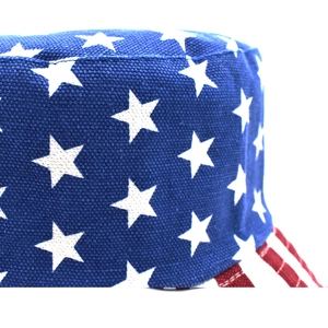 Chapeau bob drapeau américain en toile avec motif d'étoiles et de rayures rouges