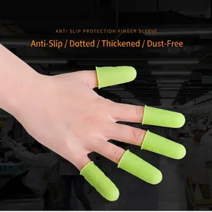 Thickened anti-slip green silicone finger cots with textured grip for industrial protection