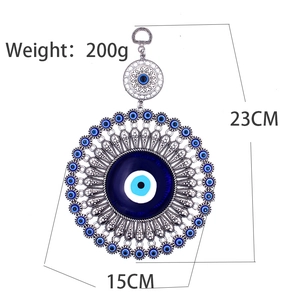 Blue Evil Eye metal wall hanging decor dimensions 23cm height and 200g weight details