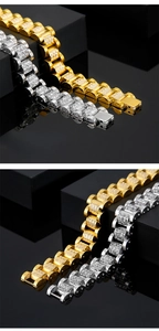 Macro shot of gold and silver men's bracelets with CNC cubic zirconia pave setting