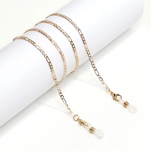 Glasses Chain Metal Figaro Chain Anti-Slip Silicone Loops Anti-Lost Eyewear Strap Gold Color Fashion Sunglasses Holder