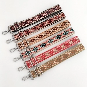 Set of 3.8cm jacquard replacement straps with geometric patterns and metal hooks