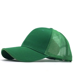 Unisex Trucker Hat Breathable Mesh Back Cotton Baseball Cap Adjustable Snapback Solid Color Sunshade Summer