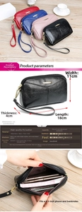 Tableau des tailles et structure interne de cette pochette en cuir PU avec dragonne