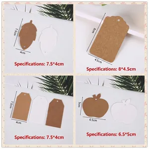 Retro assorted shapes kraft paper tags set in leaf and apple styles for gift wrapping