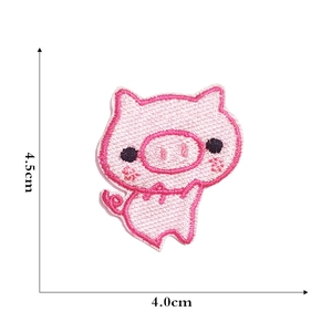 Pink cartoon pig embroidered patch for DIY bags and hats with 4.5x4.0cm size display