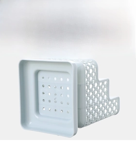 Macro detail of thickened hollow base and ventilation holes for desktop organizer