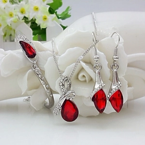 Elegant Water Drop Crystal Necklace Earrings And Bracelet Alloy Rhinestone Angel Tears Jewelry For Women Fashion