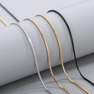 Sleek stainless steel square snake chain necklace in silver, gold, rose gold, and black