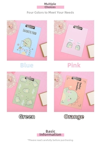 Four colorful cartoon dinosaur clipboards for office and school organization