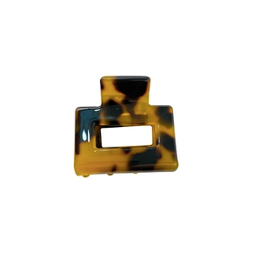 Classic tortoise shell patterned square hair claw clip made of glossy acetate resin