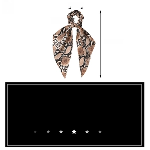 Detailed size view of snakeskin print satin hair scrunchie with long ribbon tails