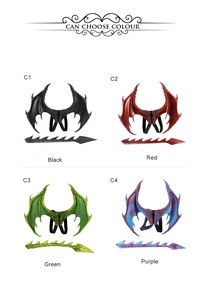 Kids dragon costume set featuring wings and tails in black, red, green and purple colors