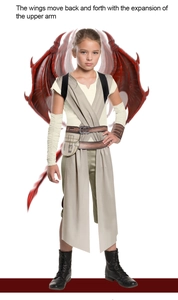 Mechanical red dragon wings for kids cosplay with detailed manual swing mechanism
