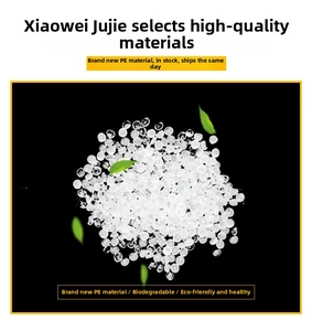 Macro shot of eco-friendly white translucent PE plastic granules for packaging bags