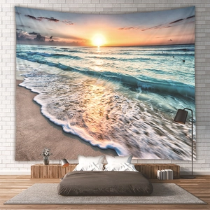 Detaillierte Ansicht des Wandteppichs mit Strand-Sonnenuntergang für Schlafzimmerdeko