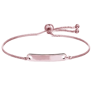 Personalisierbares Armband in Roségold mit Box-Kette und verstellbarem Bolo-Verschluss