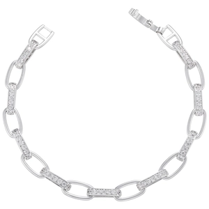 Modern gold-plated brass chain bracelet with micro-pave cubic zirconia and link design