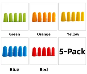 Detailed view of colorful silicone finger guards with non-slip texture in five colors