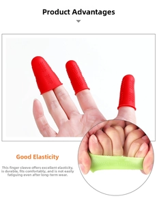 Close-up of flexible silicone finger guards with non-slip texture and high elasticity