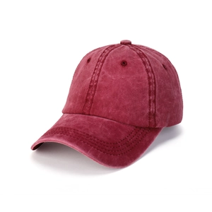 Burgunderrote Baseballkappe aus gewaschener Baumwolle im Vintage-Look mit sechs Segmenten