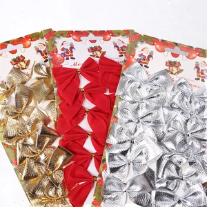 Christmas Tree Hanging Ribbon Bows Velvet Glitter Fabric Mini Bow Pendants For Xmas Holiday Party Home Indoor Decorations