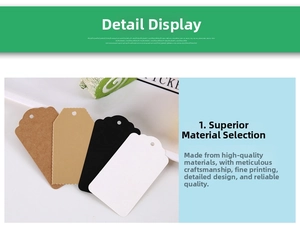 Detail showing vintage wavy-edge gift tags in kraft, brown, black, and white cardstock