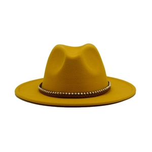 Καπέλο Fedora Με Φαρδύ Γείσο Για Άνδρες Και Γυναίκες Vintage Jazz Τσόχα Διακόσμηση Χρυσή Αλυσίδα Πλεγμένο Σχοινί
