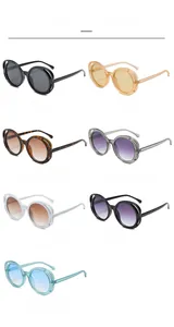 Multi-color vintage round sunglasses collection featuring unique hollow frame design