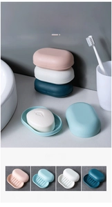 Détails des boîtes à savon de voyage avec couvercles étanches en bleu et rose pastel