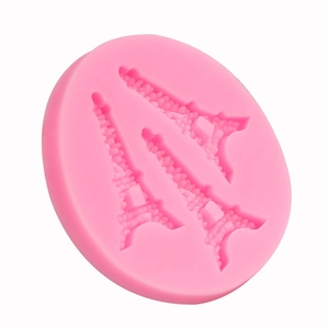 3pcs Eiffel Tower pink silicone fondant cake mold for baking and DIY resin crafts