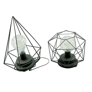 Nordic style geometric black iron LED decorative table lamps with diamond shapes