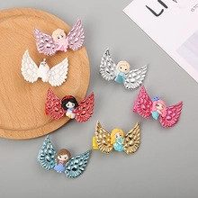 Set of 6 glittery angel and princess hair clips for girls in various vibrant colors