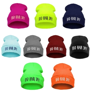 Berretto Ricamato Bad Hair Day Beanie In Maglia Acrilica Caldo Inverno Hip Hop Streetwear Unisex