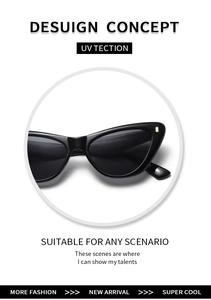 Détail des lunettes de soleil œil de chat noires avec le numéro de modèle YT7767 et les dimensions