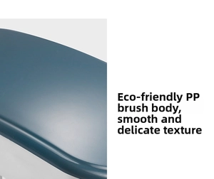 Detail of eco-friendly PP material on laundry brush with smooth and glossy blue finish